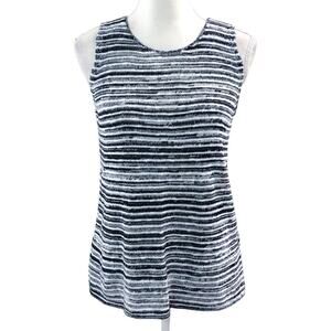 Lucky Brand Navy Blue Striped Cotton Sleeveless Top